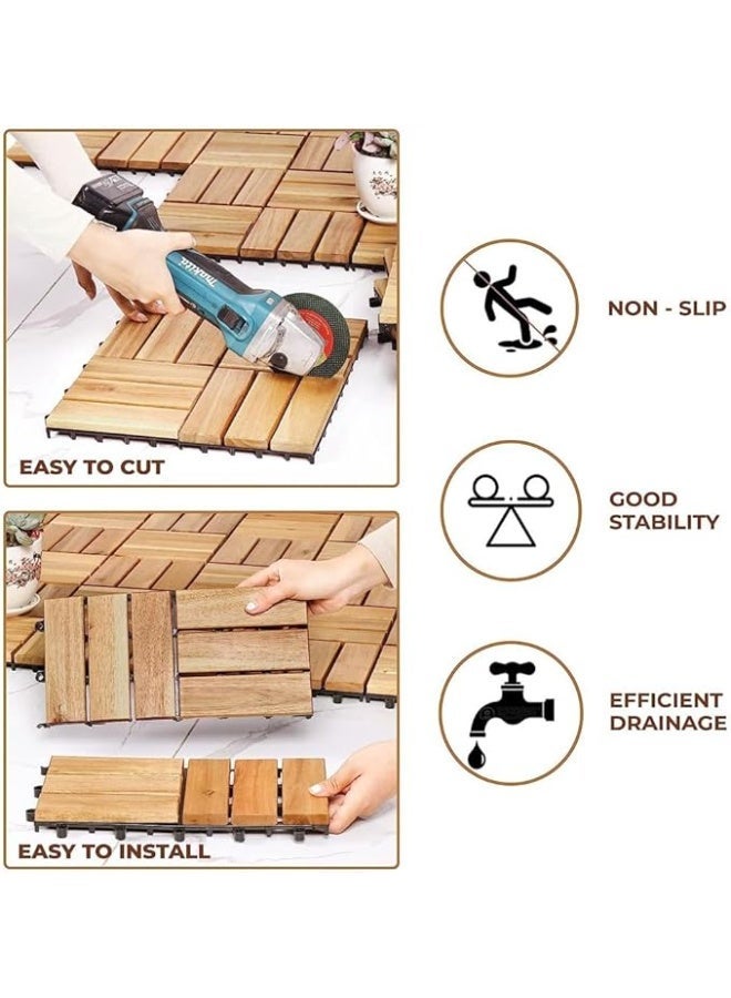 FFD Wooden Floor Interlocking Decking Tiles Hardwood Flooring Deck Brown 30x3x30cm - Image 5